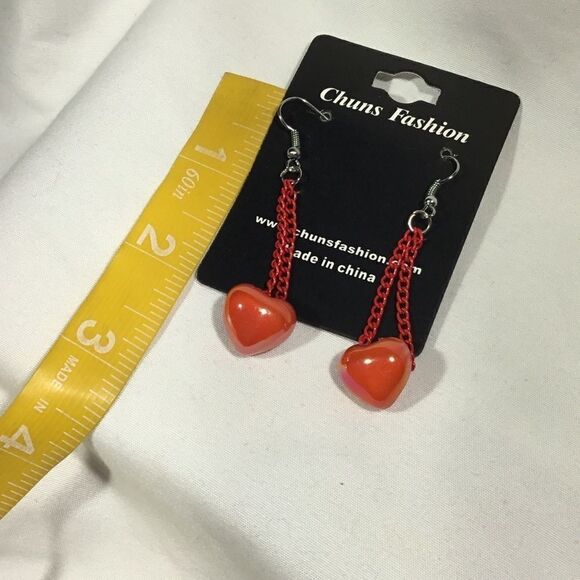 Red Heart Dangle Earrings (UC3) - Picture 1 of 4